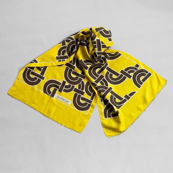 Vintage 70s GIVENCHY Silk Signed Scarf Large Rectangle Geometric Art Deco Print - Picture 3 of 7